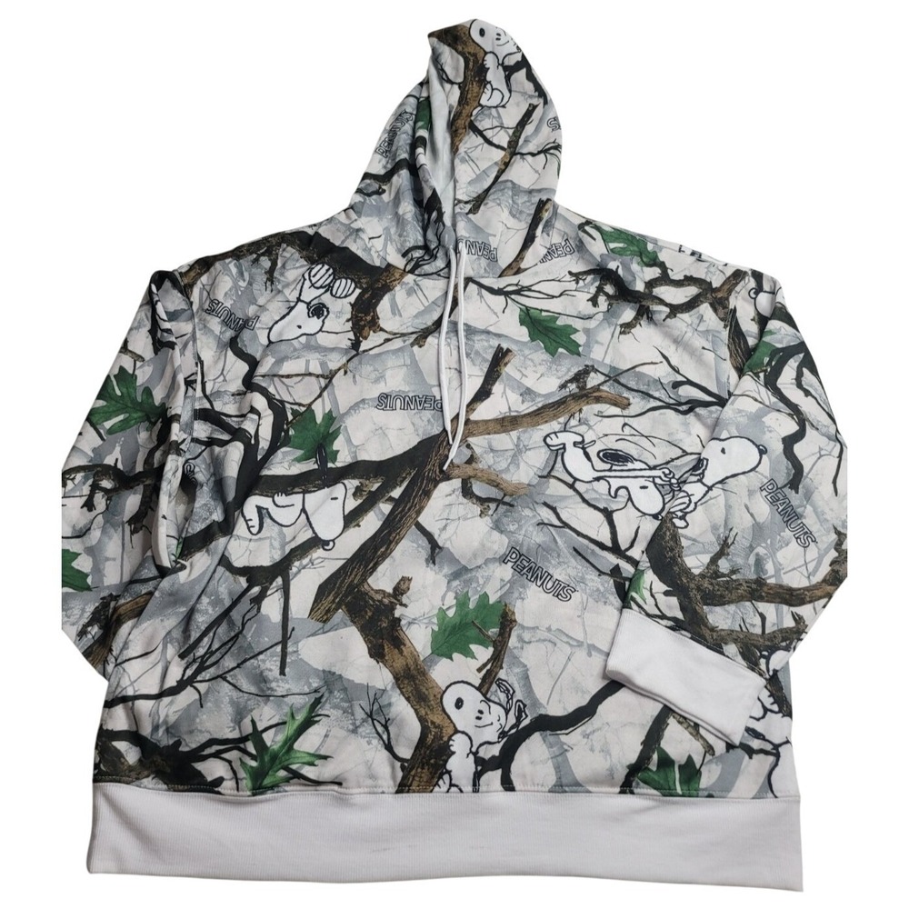 Peanuts Snoopy Camo Graphic Hoodie Men's Medium‎ Hunting Outdoors with Pockets